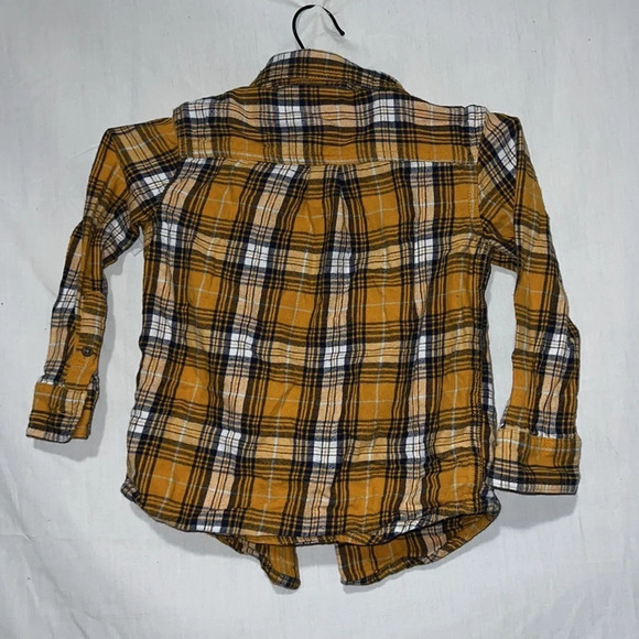 4/5 golden yellow blue & white plaid Member's Mark button up long sleeve shirt - Picture 2 of 3